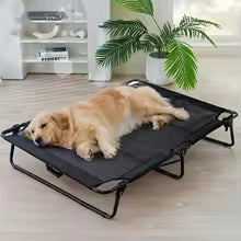 Large Elevated Summer Dog Bed – Eco-Friendly Pet Cot with Iron Frame, Breathable & Washable, No Assembly Needed