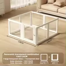 Transparent Acrylic Pet Playpen System with Door – DIY Modular Fence for Small Dogs & Kittens