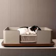 Modern Leather & Solid Wood Dog House – Semi-Enclosed All-Season Kennel for Small Pets