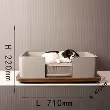 Modern Leather & Solid Wood Dog House – Semi-Enclosed All-Season Kennel for Small Pets