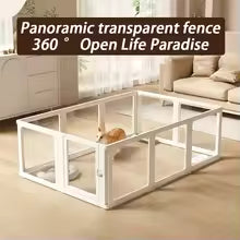 Transparent Acrylic Pet Playpen System with Door – DIY Modular Fence for Small Dogs & Kittens