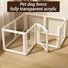 Transparent Acrylic Pet Playpen System with Door – DIY Modular Fence for Small Dogs & Kittens