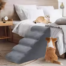 Detachable & Washable Pet Sofa Bed with Memory Foam – 4-Step Pet Stairs for Small Dogs & Cats