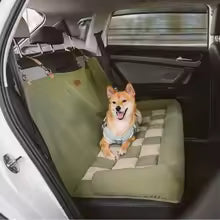Large Dog Car Seat Bed with Safety Back Cushion – Checkerboard Travel Sofa, Fits Most Car Models